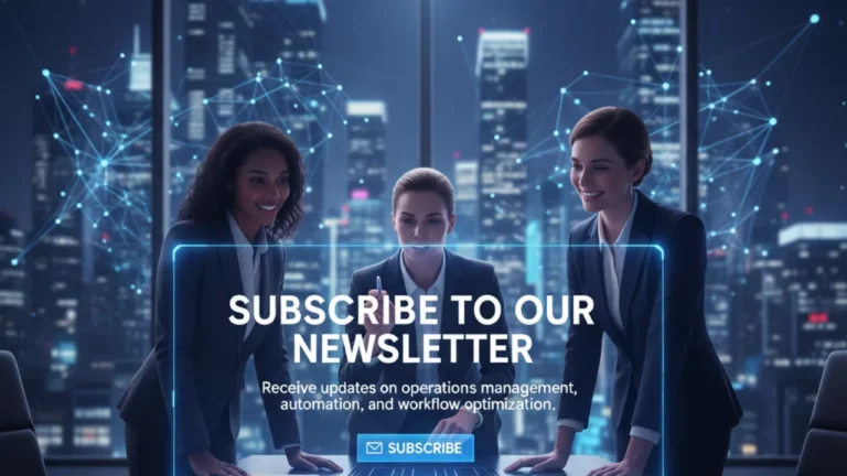 Call to action for an operations management newsletter covering automation and workflow optimization.