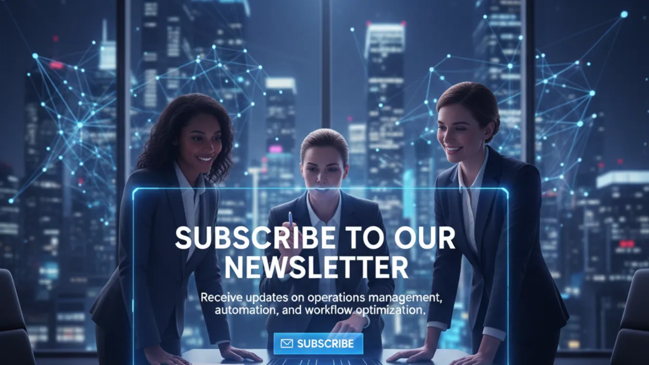 Call to action for an operations management newsletter covering automation and workflow optimization.